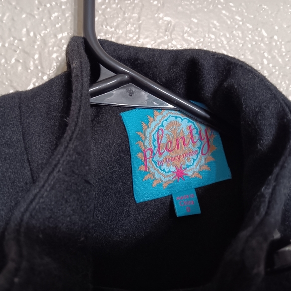 Plenty by Tracy Reese Black Geometric Embroidered Wool Blend Coat - Picture 6 of 6